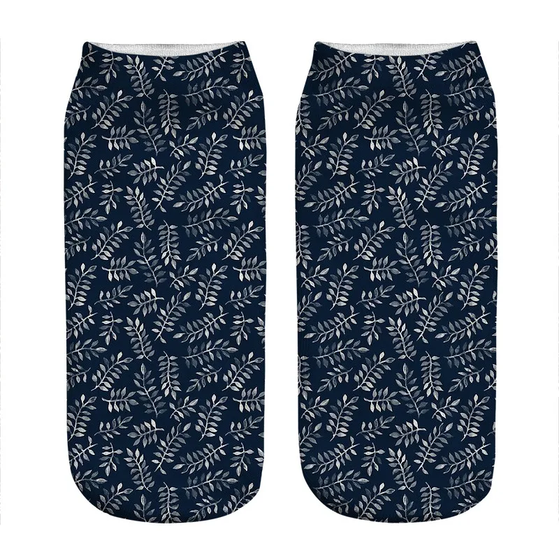 

Женские носки кавайные носки с белыми листьями на флоте женские носки с ручным принтом Харадзюку Веселые забавные новые милые подарочные н...