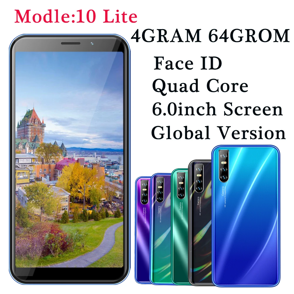 Смартфон 10 Lite Android 4 Гб ОЗУ большой экран 6 0 дюйма разблокированный телефон с