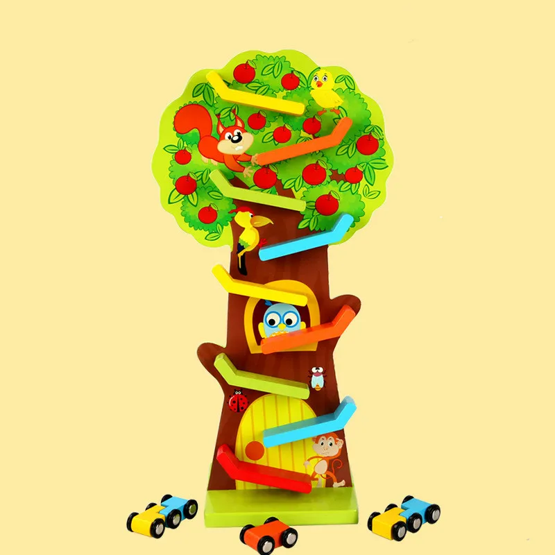 Деревянные трековые игрушки для автомобиля скользящие машины гонки 4 слоя