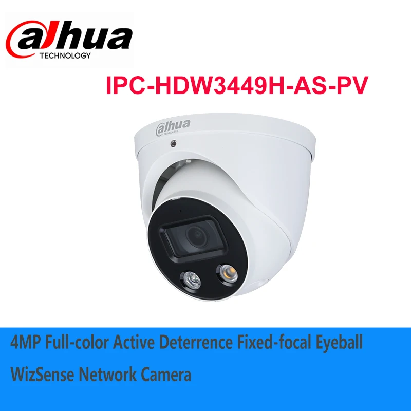 

Dahua English vision 4MP Full-color Active Deterrence Fixed-focal Eyeball WizSense Network Camera IPC-HDW3449H-AS-PV