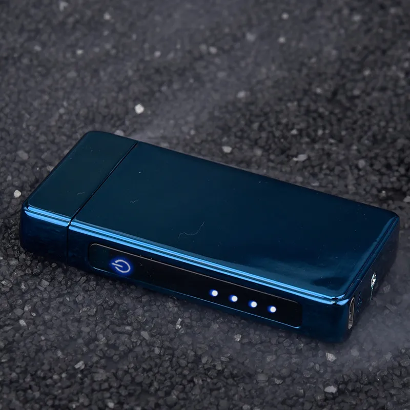 Двухдуговые Плазменные USB ветрозащитные, импульсные металлические зажигалки с функцией отпечатков пальцев, электронный смарт-дисплей, мощные зажигалки, подарки для друзей