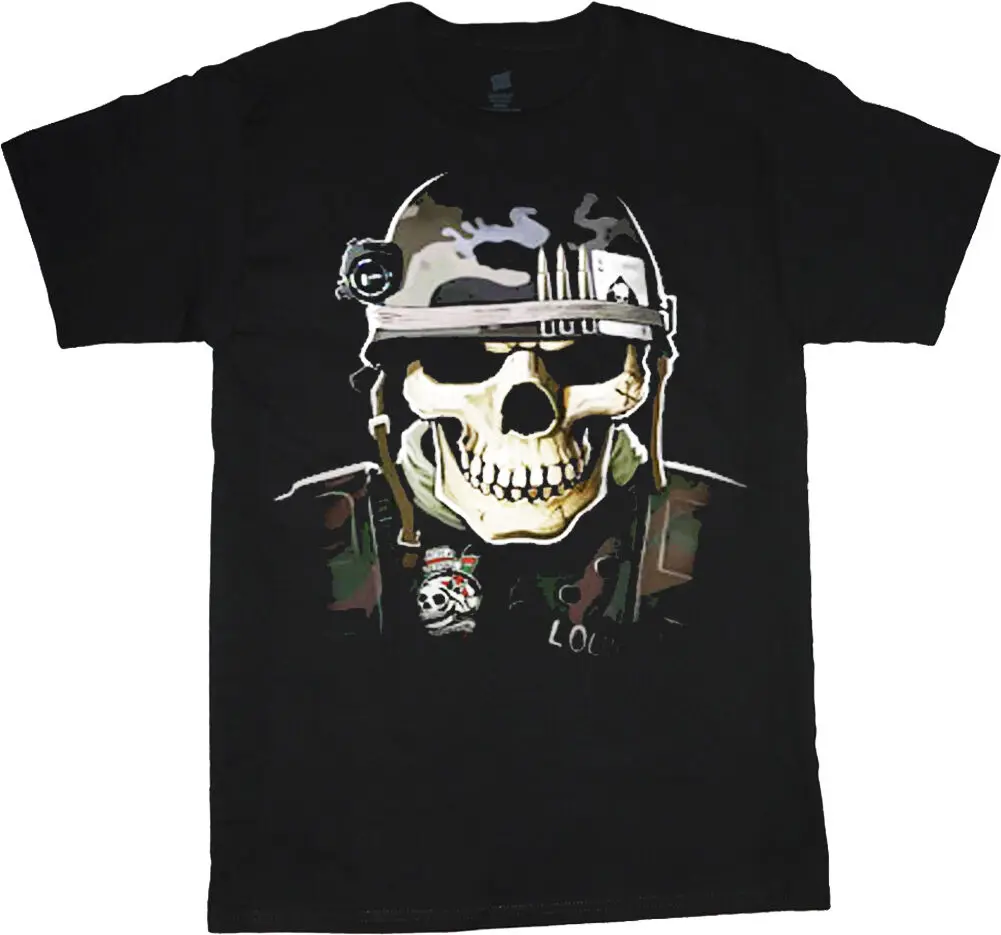 

Military skull decal t-shirt for men army helmet usmc marine corps tee