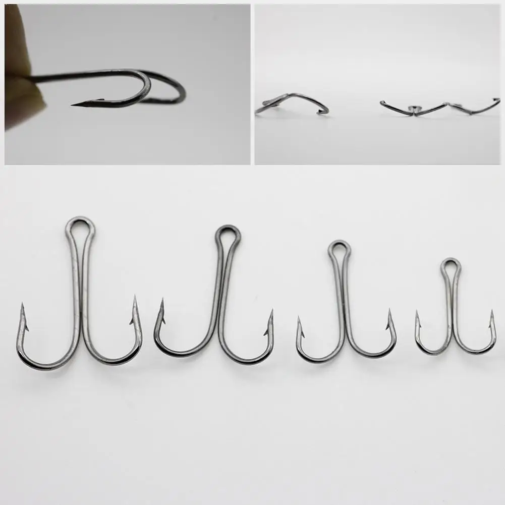 

High Carbon Steel 50pcs 8# 6# 4# 2# 1# Dual Hooks Black Saltwater Hook Fish Fishing Tackle Hooks Double Hook Fishing New B8C7