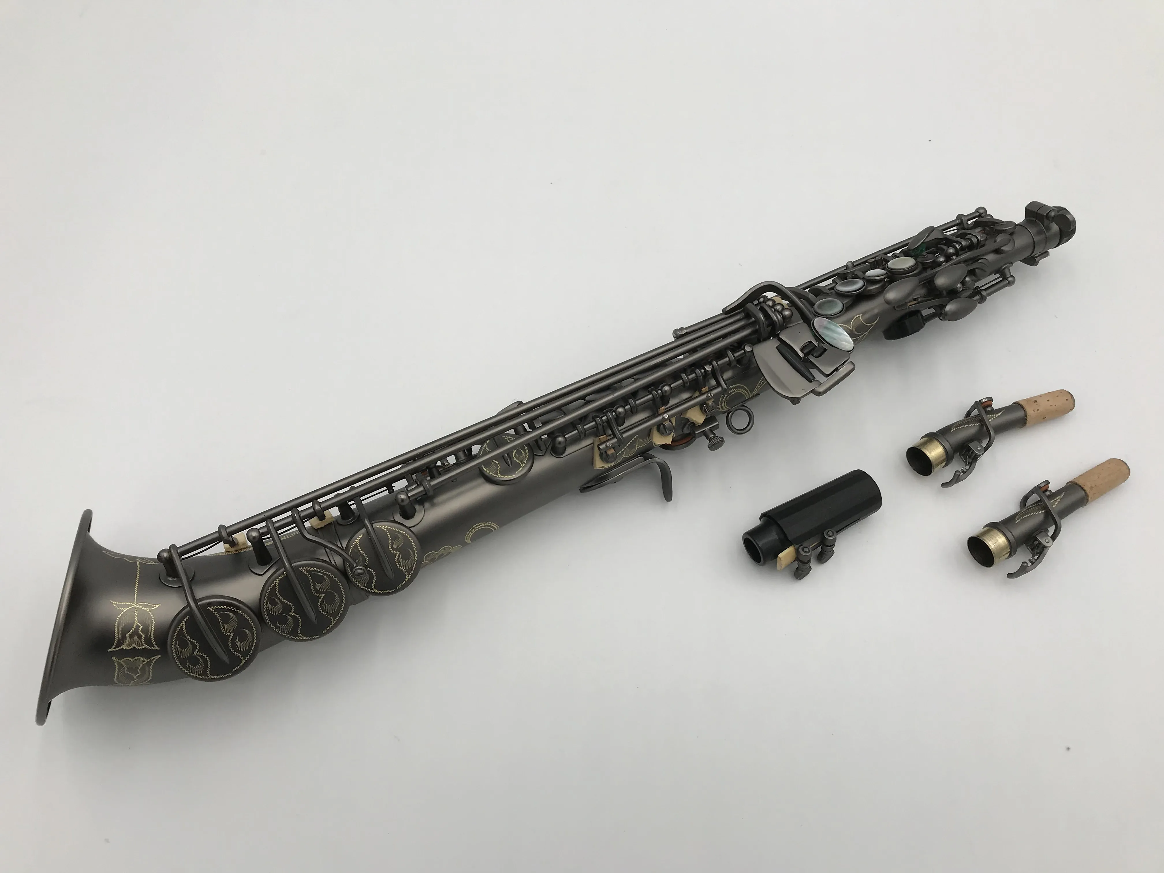 Черный никелевый изогнутый колокольчик Buluke Сопрано-саксофон ключ Bb чехол