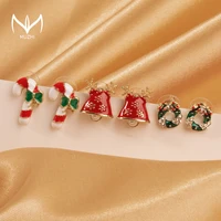 muzhi cute girl santa claus dangle stud earrings women christmas tree snowman earrings fashion earrings jewelry christmas gifts