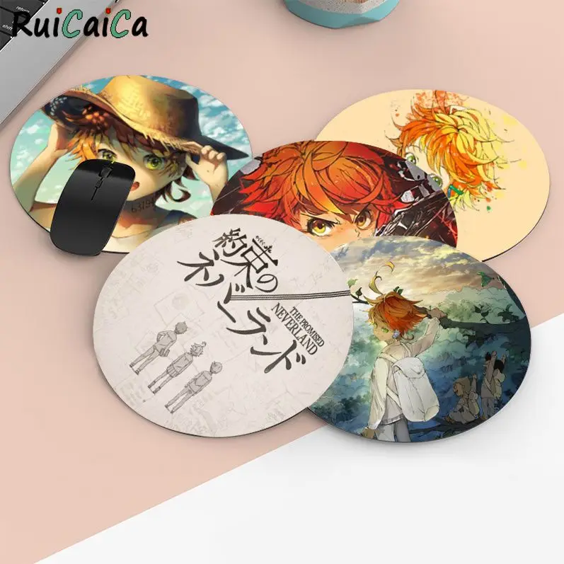 

RuiCaiCa In Stocked Promised Neverland gamer play mats round gaming Mousepad Anti-Slip Laptop PC Mice Pad Mat gaming Mousepad