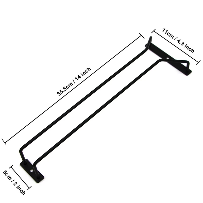 14-Inch Wine Glass Rack Under Cabinet Holder - Hanging Stemware Set Of 4 | Storage Holders &amp Racks