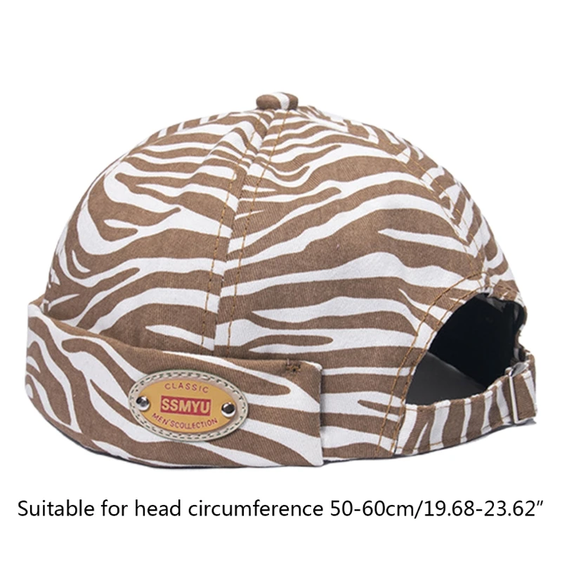 

Vintage Docker with Zebra Grain Brimless Unisex Adjustable Hip Hop Beanie Hats Cotton Made 50LD
