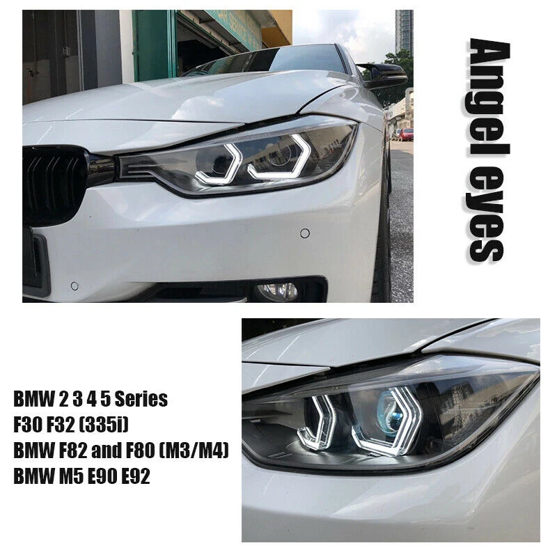 Белый светодиодный ангельские глазки двойные чехлы со стразами для BMW M4 F80 F81 F82 F83