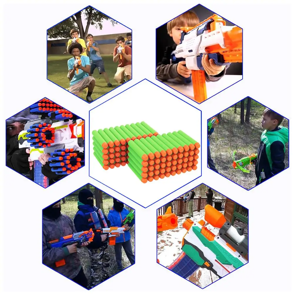 

100pcs Soft Hollow Round Head 7.2cm Refill Darts Toy Gun Bullets for Nerf Series EVA Gift Toys for Kid Children Gun Accessories