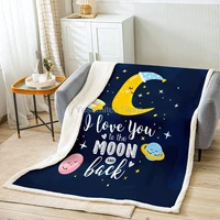 moon star throw blanket soft plush fleece sherpa blanket for couch bed sofa i love you to the moon and back blanket for toddlers