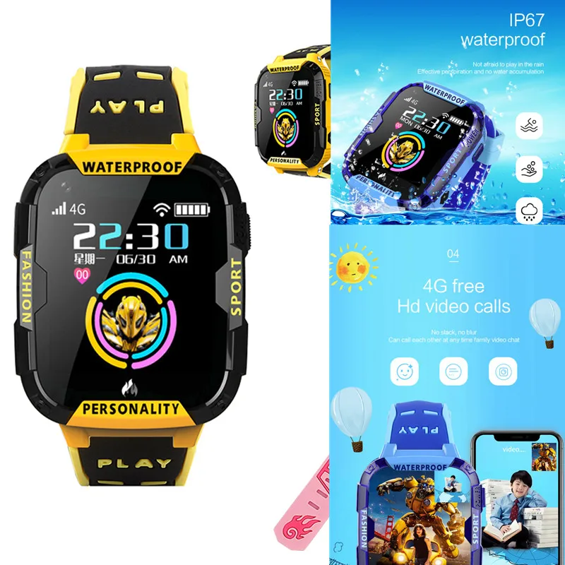T19 gps детский смарт-браслет Детские часы браслет IP68 сенсорный экран LBS wifi SOS 4G видео чат детские часы супер Детский браслет