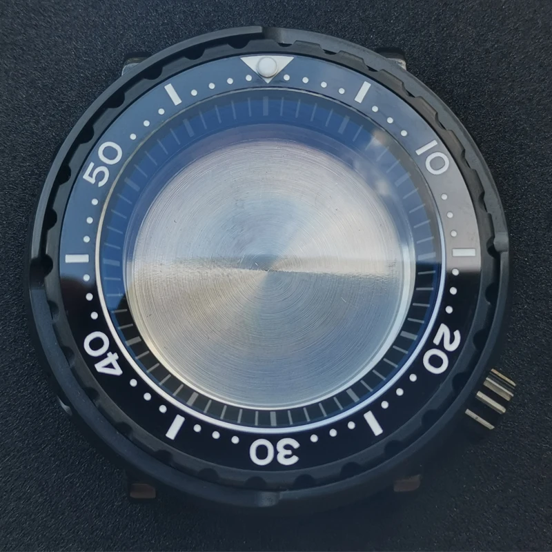 Sapphire Crystal 47mm Black PVD Coated Stainless Steel Tuna Watch Case Ceramic Bezel Fit NH35A/36A Automatic Movement