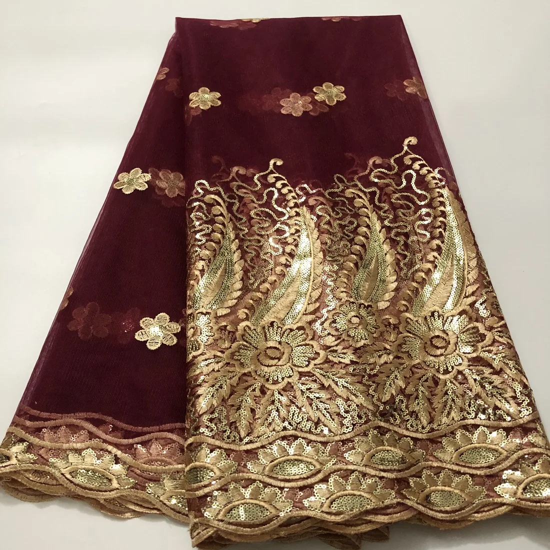 Африканская винная органза блестки кружевная ткань 2020 лидер продаж нигерийское