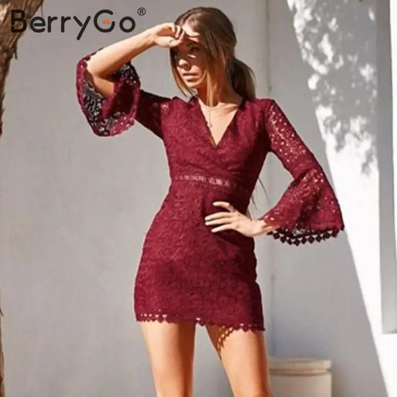 BerryGo сексуальное вечернее платье с v образным вырезом женское летнее элегантное
