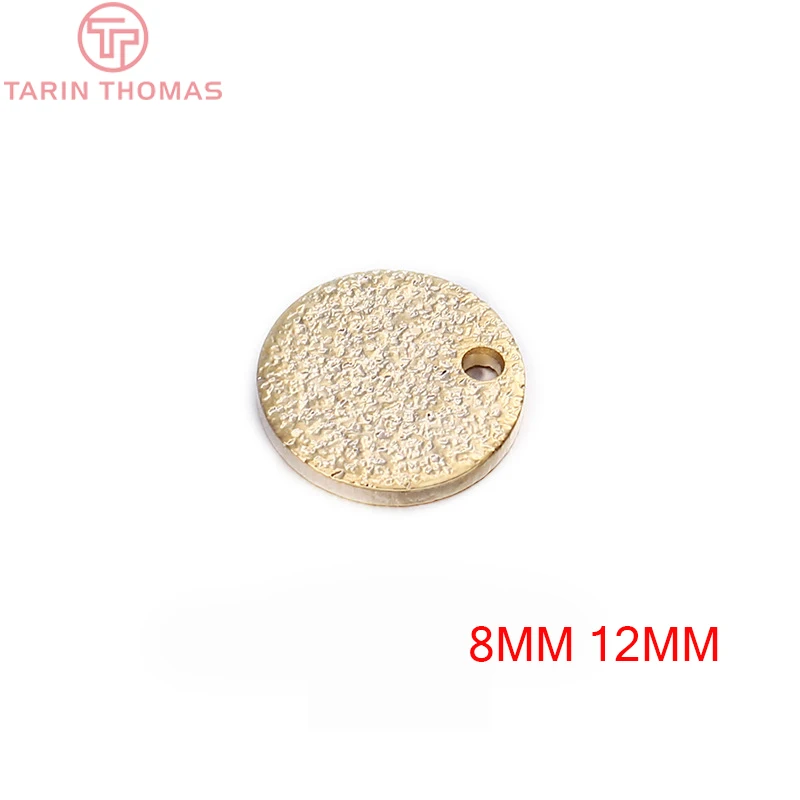 

20PCS 8MM 12MM 24K Gold Color Brass Frosted Round Disk Charms High Quality Diy Jewelry Findings Accessories