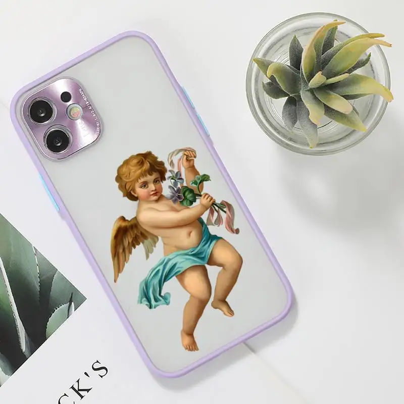 

angel painting aesthetic art Phone Case Color Matte Transparent for iPhone 7 8 11 12 s mini pro X XS XR MAX Plus mobile bags