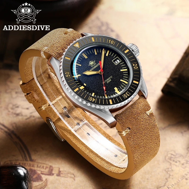 

Addies Dive Men Watch AD2105 Sapphire Glass C3 Luminous Watch 20Bar Diver Calendar Display Ceramic Bezel NH35 Automatic Watches