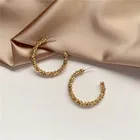 Женские серьги-кольца LOVOACC, металлические серьги в форме C, большие плиссированные Эффектные серьги, украшения для вечеринок