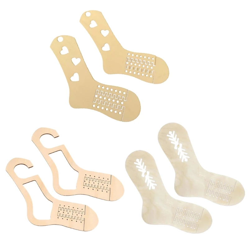 

2 Pcs Creative Wooden Stocking Blockers DIY Hand Woven Socks Model Socks Props Pendants Christmas Socks Making Supplies