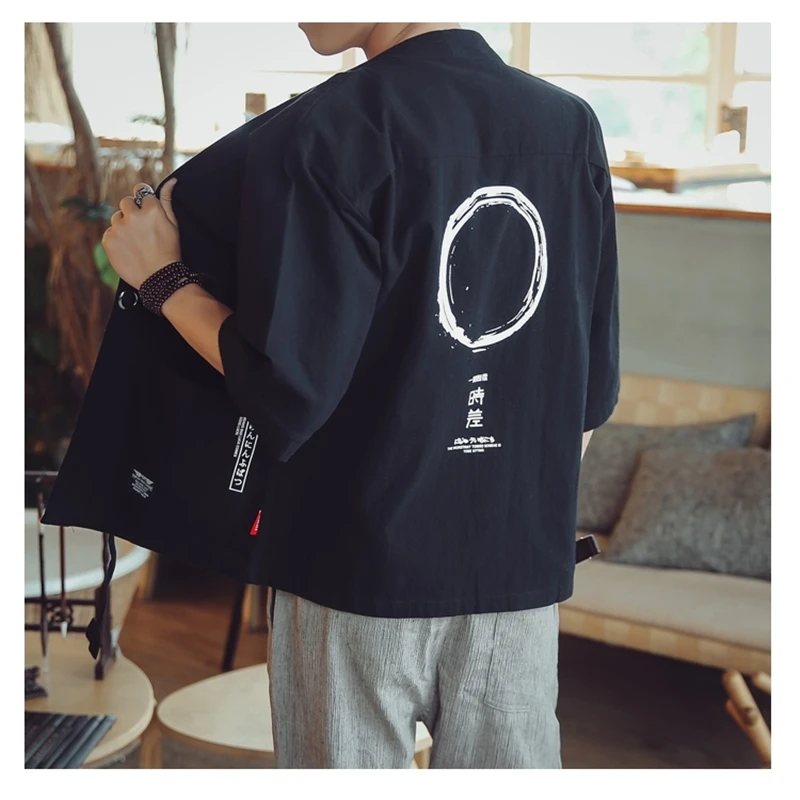 

Kimono cardigan men Japanese obi male yukata men's haori Japanese samurai clothing traditional Japanese clothing