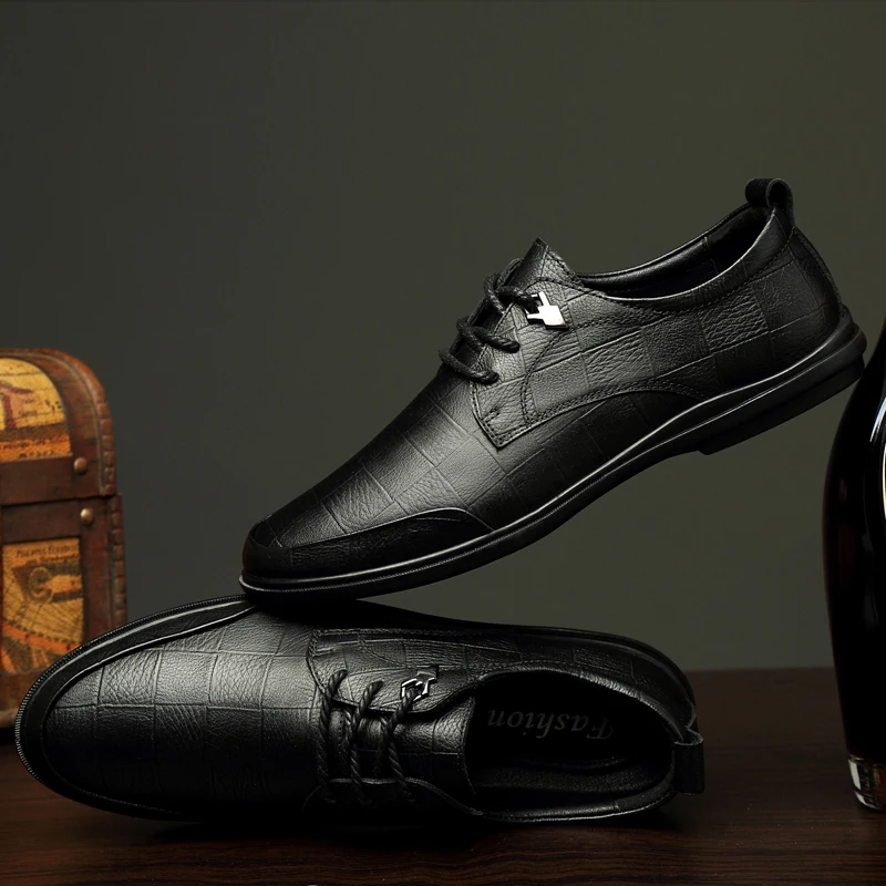 

Sapatos Masculino Genuine Leather Casual Shoes Solid Oxfords Outdoor Buty Meskie Gentleman Shoes Handmade Business Dress Shoes