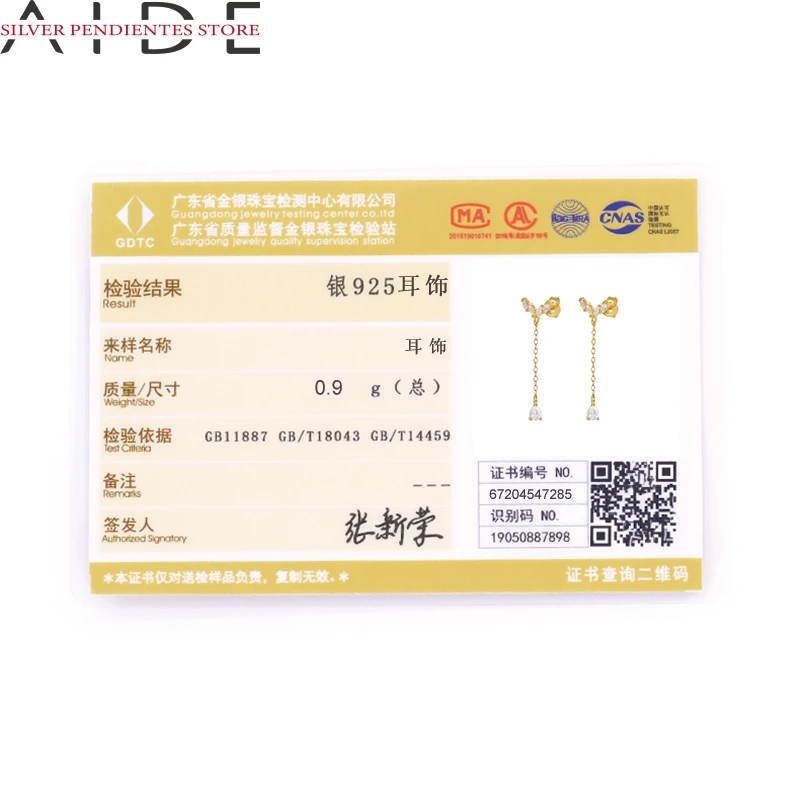 

AIDE Simple Micro-inlaid Zircon Stud Earrings For Women 925 Silver Long Tassel Earrings Female Jewelry Pendientes Plata 925