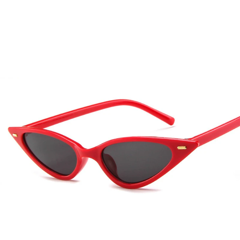 

2020 Fashion Women Punk Style Small Cat Eye Sunglasses Men Candy Color Vintage Narrow Triangle Sun Glasses