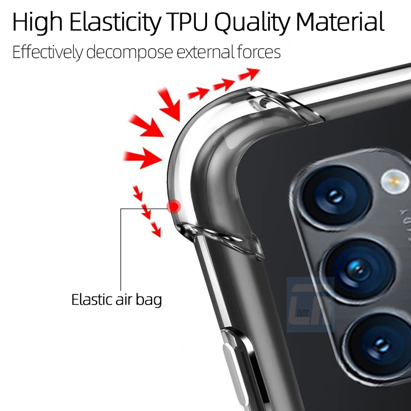 Чехол для OPPO Reno 5 4 3 Pro Find X2 X3 Neo A5 A9 2020 прозрачный чехол с подушкой безопасности Realme
