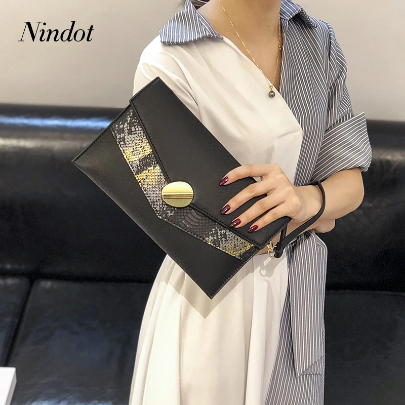 Nindot модные сумки клатч женский для вечерней вечеринки Змеиный узор женская сумка через плечо черный синий хаки