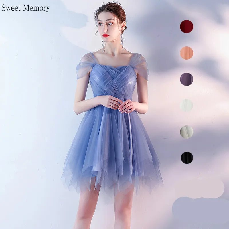 

12 Colors Champagne Pink Adult Junior Bridesmaid Dresses 2021 Tulle Short Wedding Party Dress Graduation Vestidos Women Robe