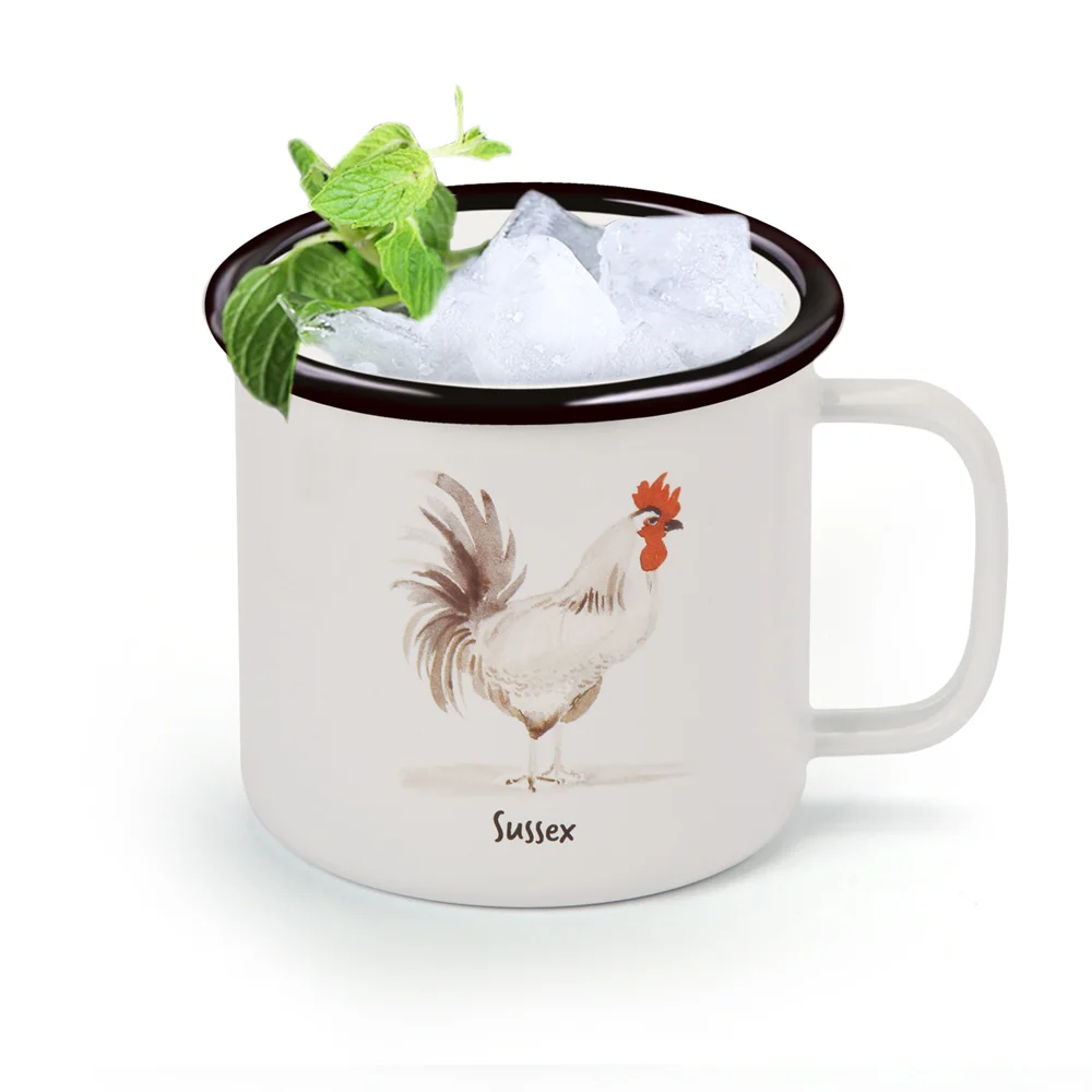 Кружка из нержавеющей стали с толстой эмалью Классический ретро узор кофейная