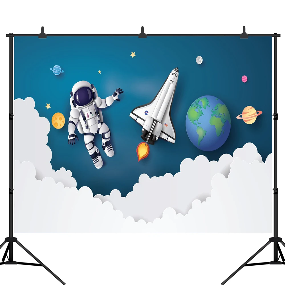 Фон для фотосъемки с изображением космоса путешествия ракета космонавт планеты