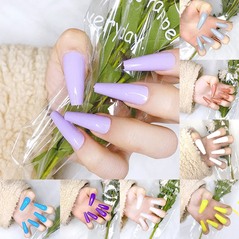 

24Pcs Coffin Wearable Fake Nails Detachable False Nails Gourd Ballerina Full Cover Nail Tips Acrylic Manicure Tips Press on Nail