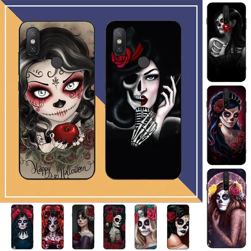 

Beautiful Girl Skull Art Phone Case for Redmi Note 8 7 9 4 6 pro max T X 5A 3 10 lite pro