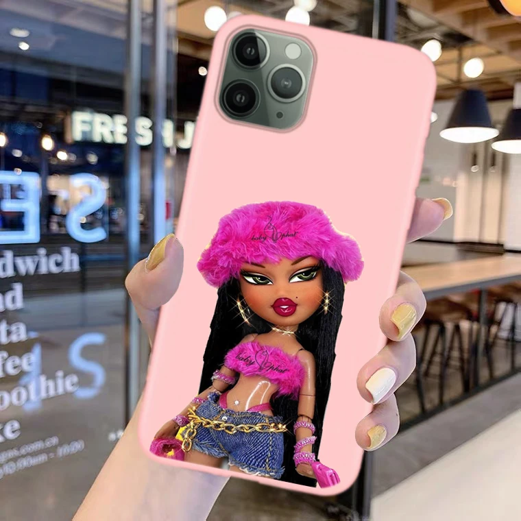 

Fashion Cartoon Doll Bratz Candy Pink Silicone Phone Case Cover For iPhone 12 11 Pro MAX Mini 6 7 8 Plus SE 2020 XR XS MAX Copue