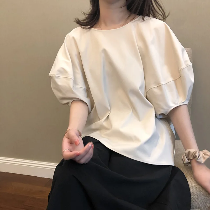 Женская футболка с коротким рукавом Свободный Топ круглым вырезом Летний сезон