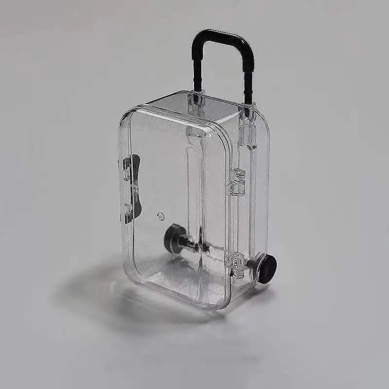 

Present Mini Transparent Gift Trolley Case Jewelry Organizer Candy Box Rolling Travel Suitcase Convenient Storage Box