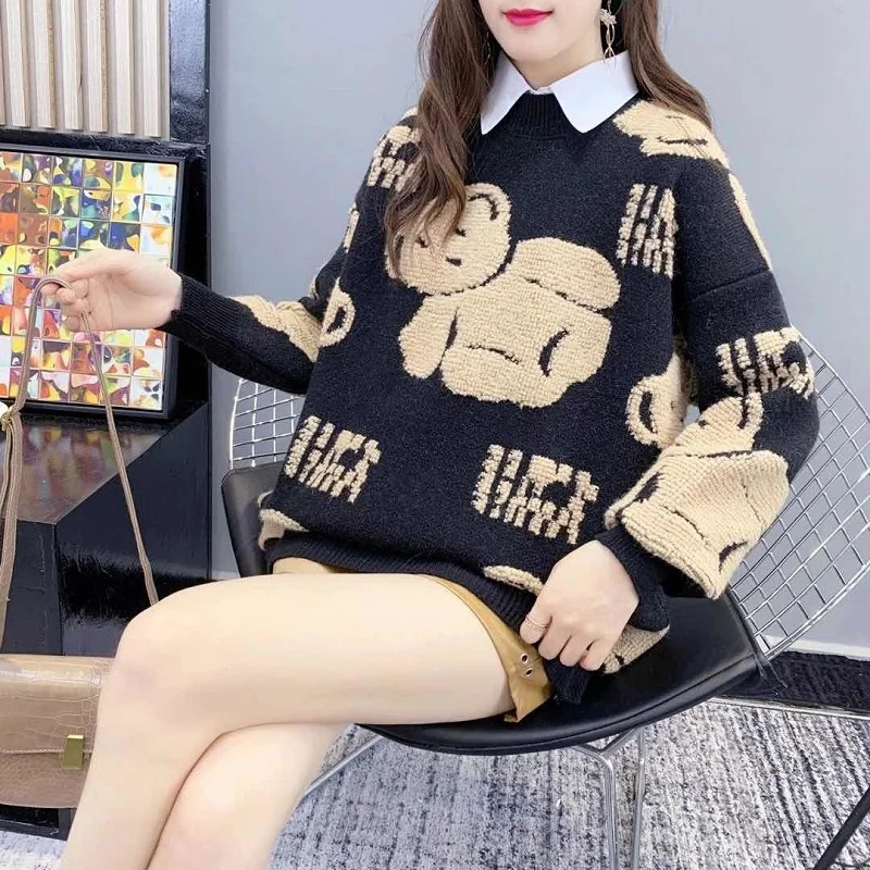 

Fashion Sweater Women 2020 Autumn And Winter New Mid-length Red Sweater Women Thickened Hedging Loose Korean Student Sweater