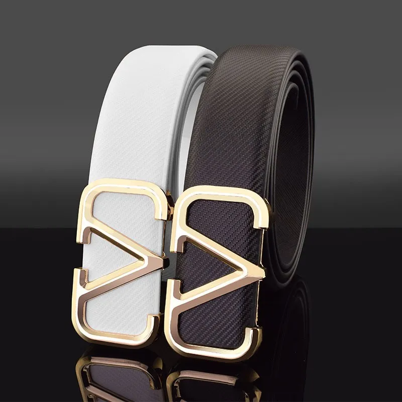 

High Quality Black Letter V Buckle Designer Mens Belt Fashion Luxury White Corset Belt Genuine Leather Casual Jeans Waist Strap