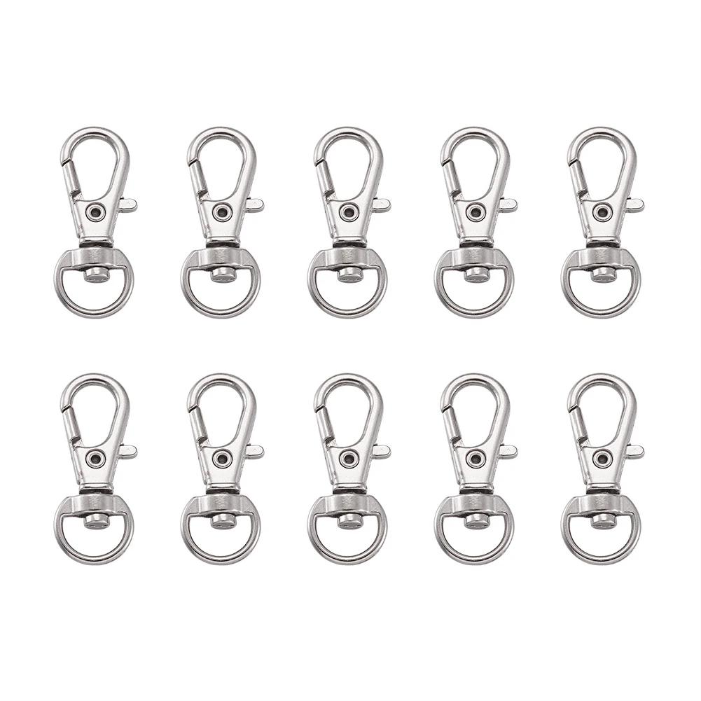 

100pcs Platinum Bronze Swivel Lobster Clasp Clip Hook Keychain Split Key Ring for DIY Keychains Making Jewelry Finding 30.5x11mm