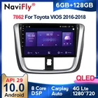 6G + 128G 1920*720QLED Carplay для Toyota Vios Yaris 2016 2017 2018 2019 автомобильное радио Видео Аудио мультимедиа DSP BT WIFI SWC