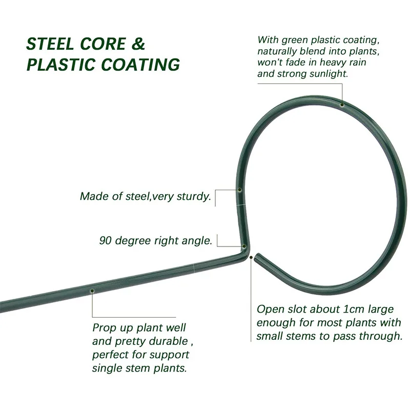 6 шт. опорные кольца для растений железная проволока одиночный стержень опорное