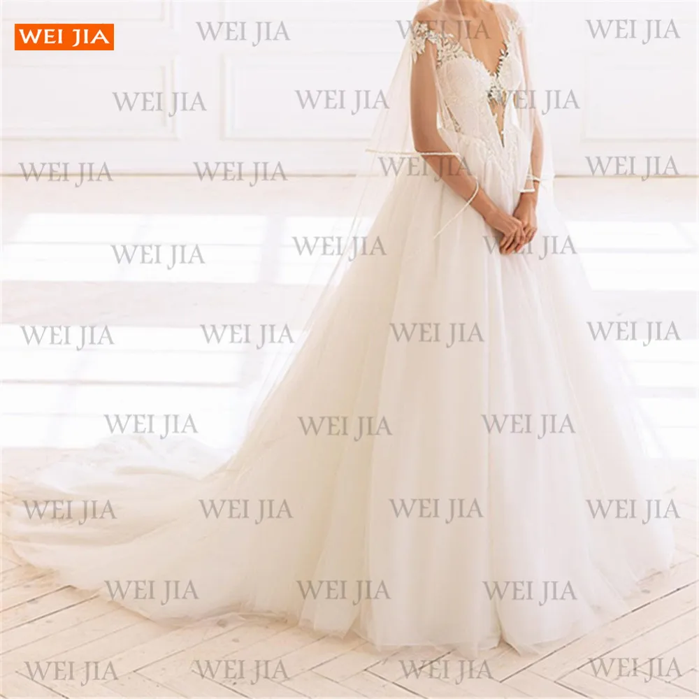 

Элегантные белые свадебные платья 2021 Vestido De Noiva с круглым вырезом тюлевые Свадебные платья на шнуровке с аппликацией индивидуальный пошив Н...