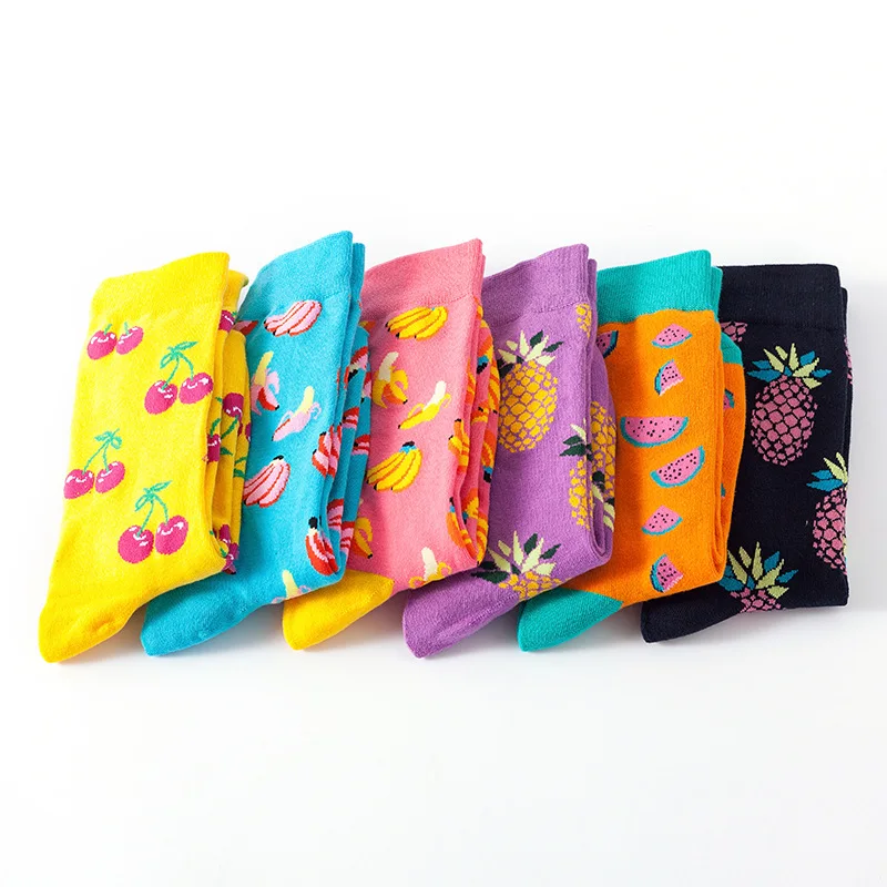 12 Pair Per Set New Style Cotton Sock Female European Fruit Autumn and Sprint Fashion Socks Factory Wholesale