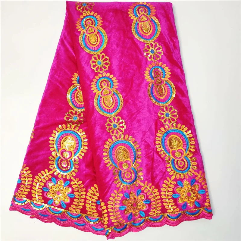 Бордового цвета в нигерийском стиле с блестками и бархатной ткани кружева Ткань 5