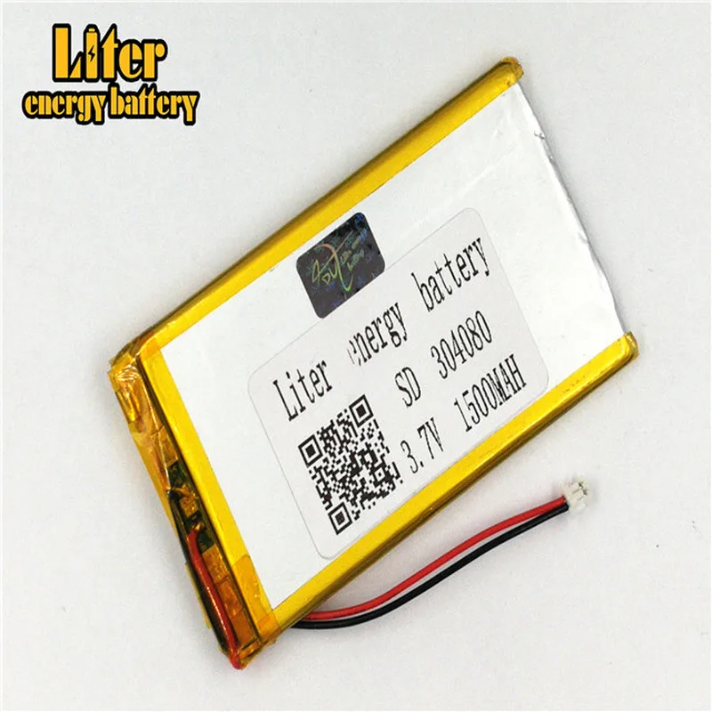 1.5MM 2pin connector 304080 3.7V 1500mah polymer lithium battery e-books GPS PDA Car recorder Recreational machines | Электроника