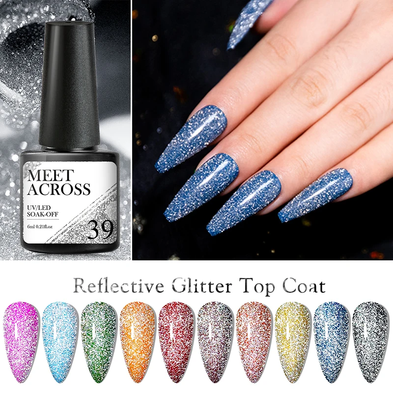 MEET ACROSS светоотражающее верхнее покрытие Гель-лак для ногтей искусственные Лаки