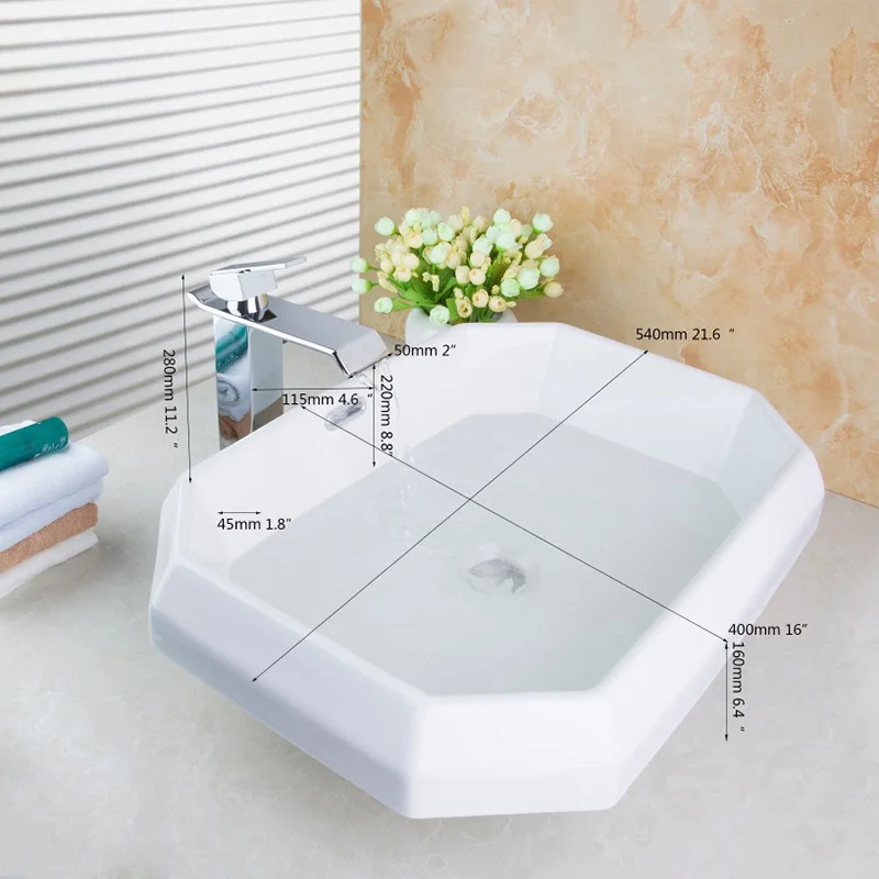 KEMAIDI ванной Умывальник Наборы W / латунь Смеситель белого керамического тазик Luxury