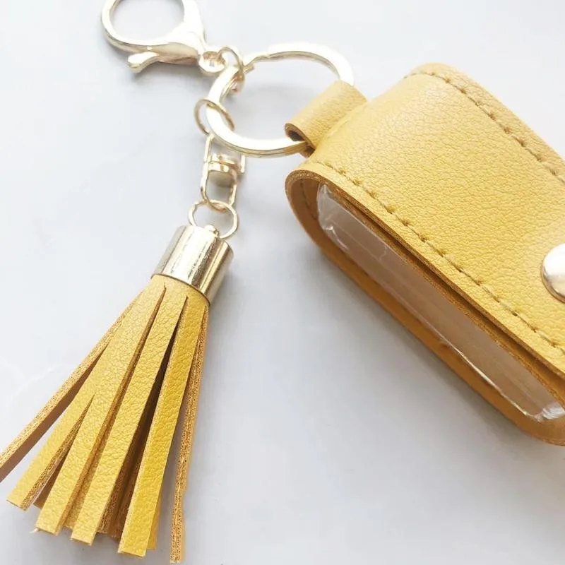 

30ml Hydroalcoholic Gel Keychain Hand Sanitizer Case Mini Hands Portable Hydroalcoholic Gel Bottle Leather Case Health Keychain